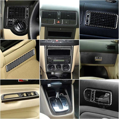 24Pcs For Golf MK4 Jetta1999-04 Carbon Fiber Center Console Dashboard Cover Trim