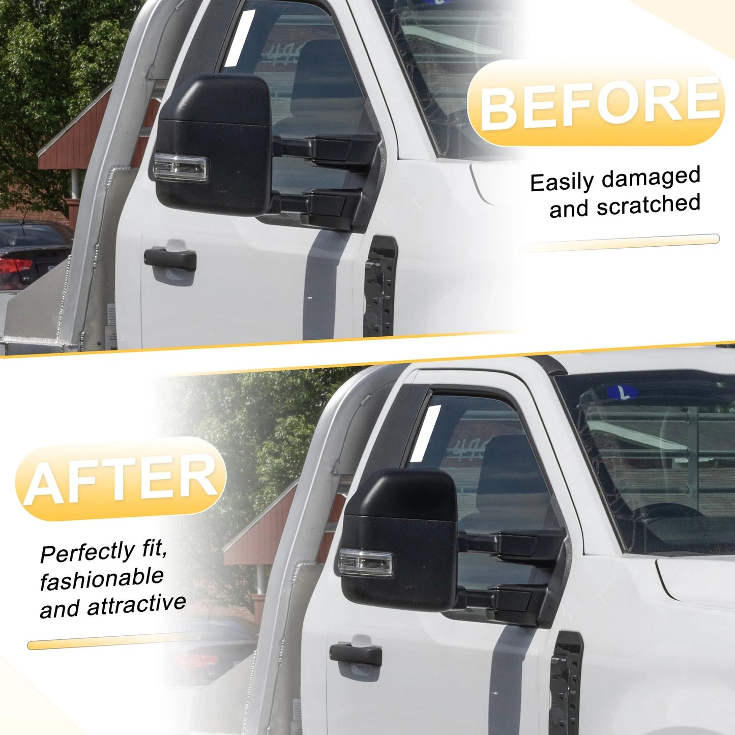 Right Side Mirror Cover Cap Gloss Black for Ford F-250 F-350 F-450 F-550 (2017-2023)