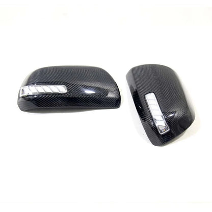 Carbon Fiber Side Mirror Cover Caps Replace for 2006-2013 Toyota Previa w/ LED