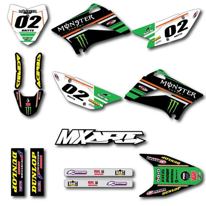 Custom Graphics Kit for Kawasaki KLX 110 (2010-2022) - BURNOUT STYLE Stickers