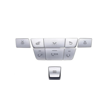 9pcs Silver Roof Reading Lamp Button Patch for Mercedes Models