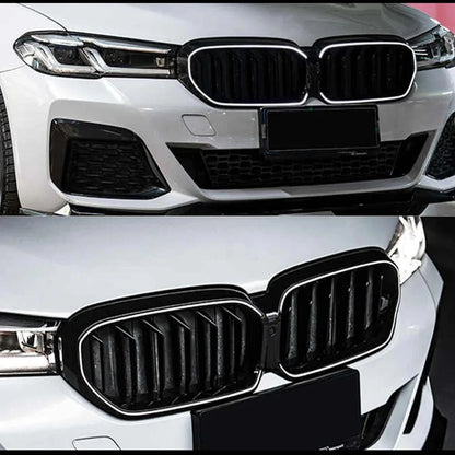 LED Front Kidney Grille Lights for 2021-2023 BMW G30 G31 530i 540i Gloss Black
