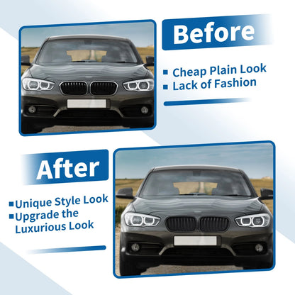 Pair Front Upper Bumper Grille for BMW 1 Series F20 Matte Black (2011-2019)
