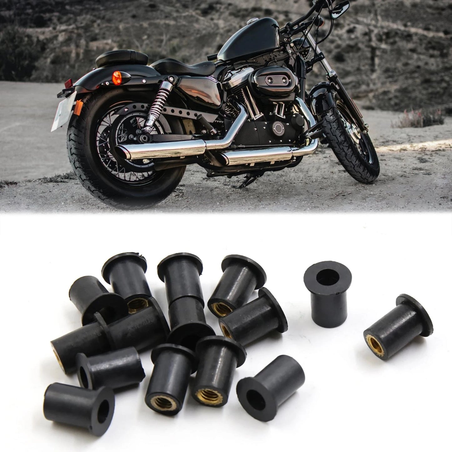 15pcs 0.2in Black Rubber M5 Windshield Fastener Well Nuts