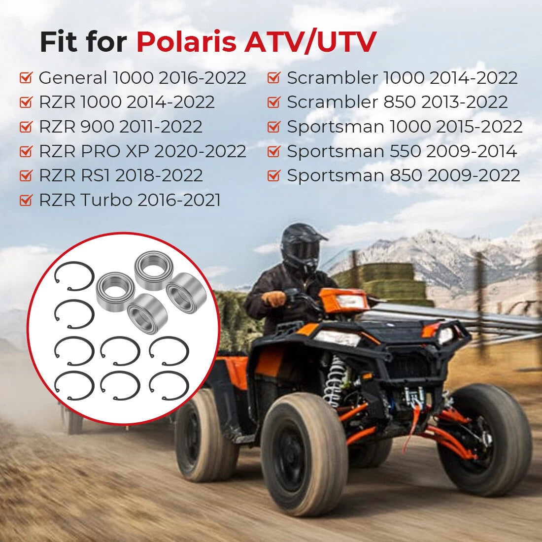 4 x Front & Rear Wheel Bearings for Polaris RZR 900 S-XP 4 900 (2011–2022)