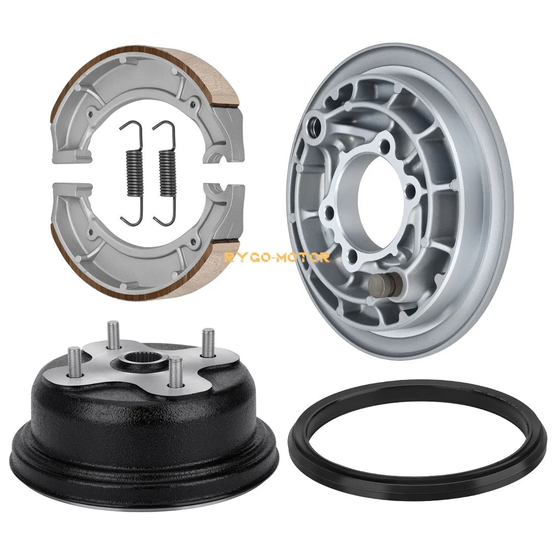 Rear Brake Drum Hub Plate Shoes Seal Assy for Yamaha Kodiak 400 Grizzly 600
