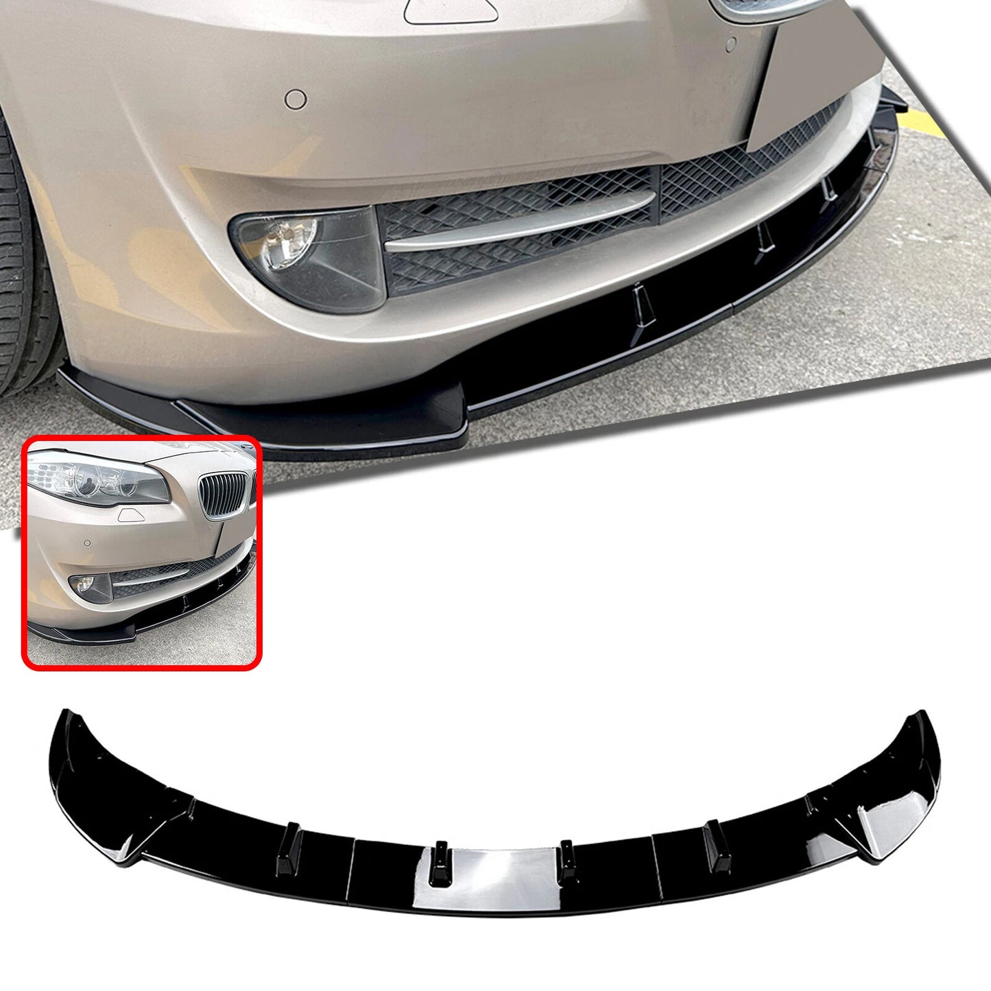 Bumper Lip Splitter for BMW 5 Series F10 (2011-2014) Gloss Black