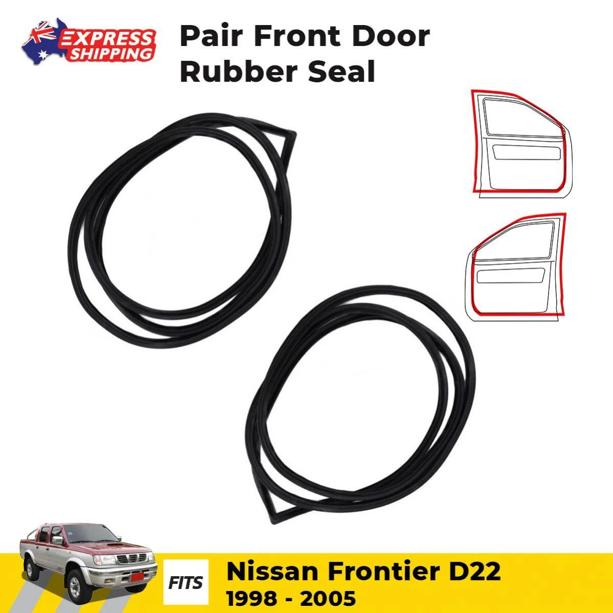 Door Rubber Weatherstrip FL+FR Fits Nissan Frontier Navara D22 2D 4D 1998-05 D05