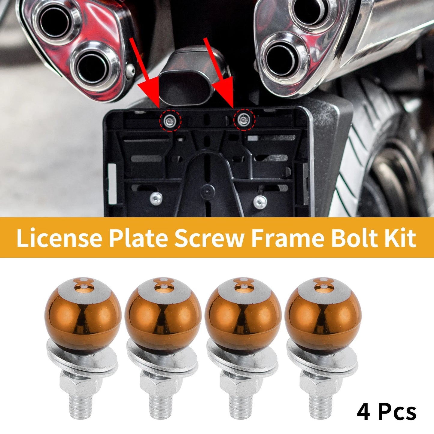 License Plate Screws Cover Orange 40mm for Motorcycle M6