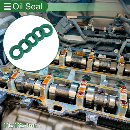 Oil Seal Seal Ring Rotary Shaft Seal TPU 10x16x4mm High Pressure Green 5 Pcs