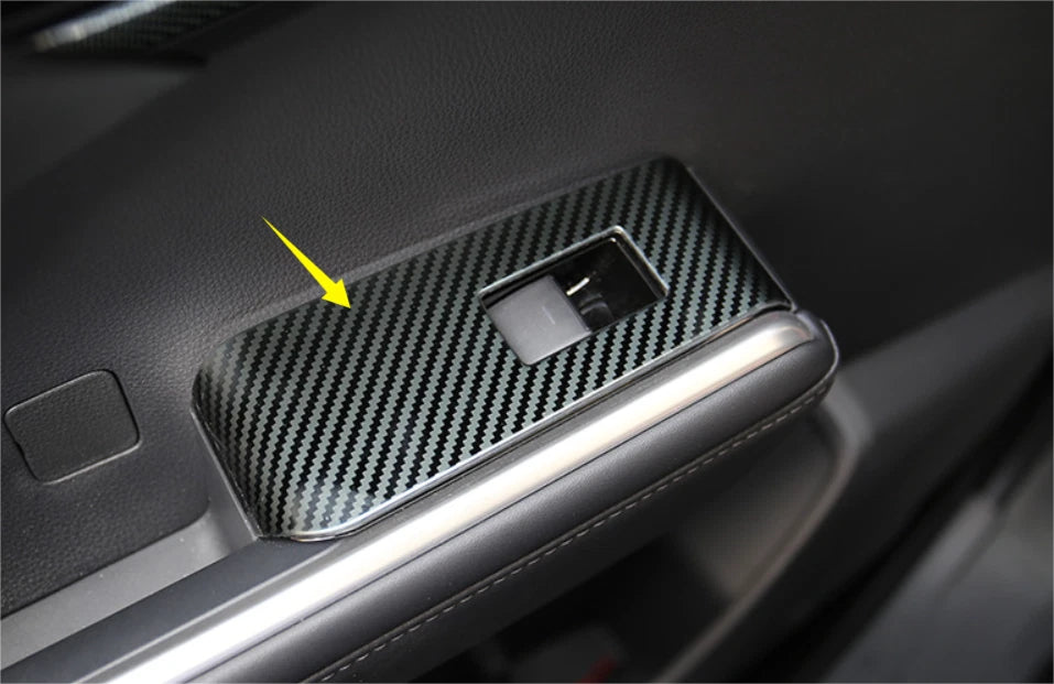 Carbon Fiber Window Lift Panel Cover Trim for Toyota Highlander 2020-2023 4x