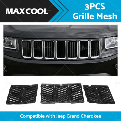 3x ABS Front Grille Mesh Insert for 14-16 Jeep Grand Cherokee