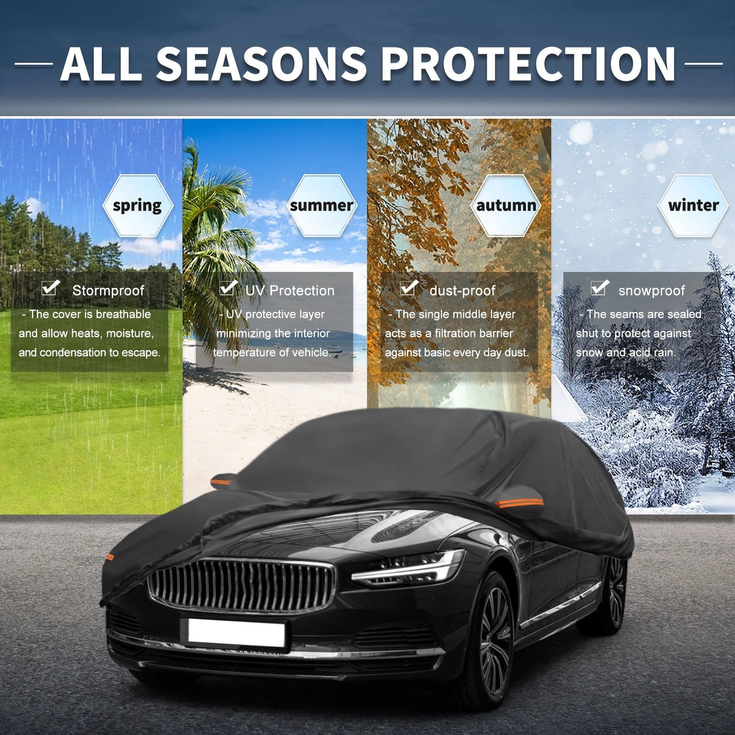 Waterproof Aluminum Film Car Cover for Volvo S90 EST Sedan (2017-2023)