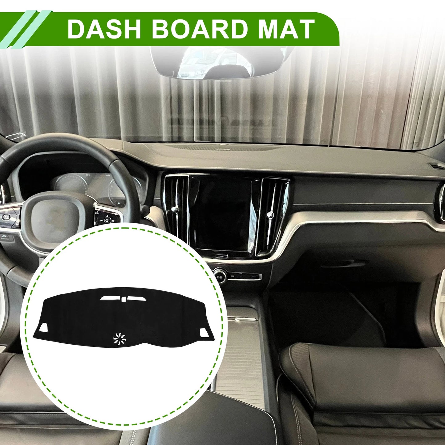 Dashboard Cover Mat for Volvo S60/V60/XC60 (2018-2022) Sun Protector Black