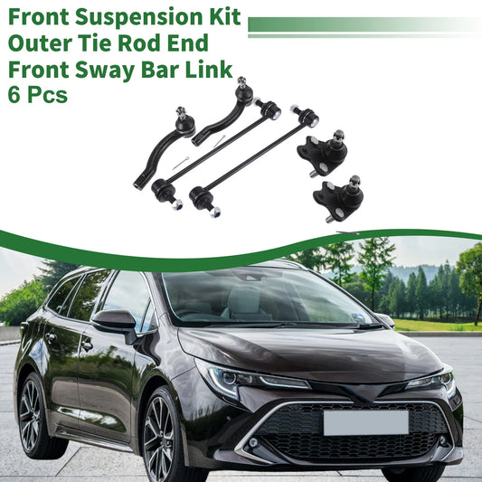 Front Suspension Kit 6pcs Outer Tie Rod End Sway Bar Link for Toyota Corolla