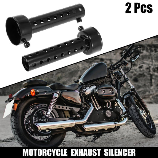 2pcs 48mm Universal Exhaust Silencer Muffler Pipe Black for Motorcycle