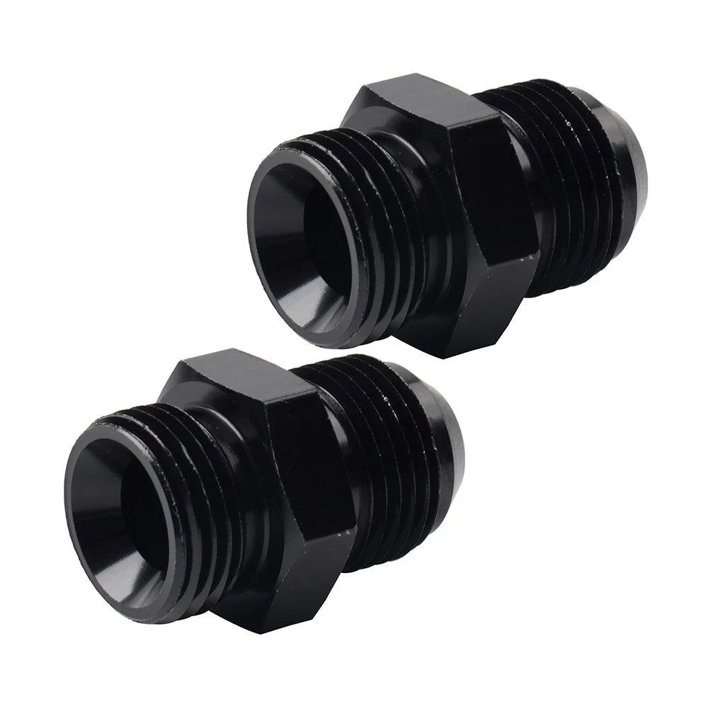 2 x Black Aluminum AN10 Flare to 6AN ORB Male Fitting Adapter for Universal