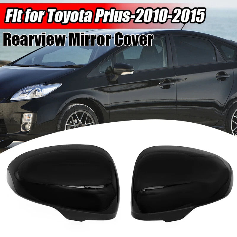 Gloss Black Rearview Side Mirror Cover Caps for 2010-2015 Toyota Prius (2010-2015)