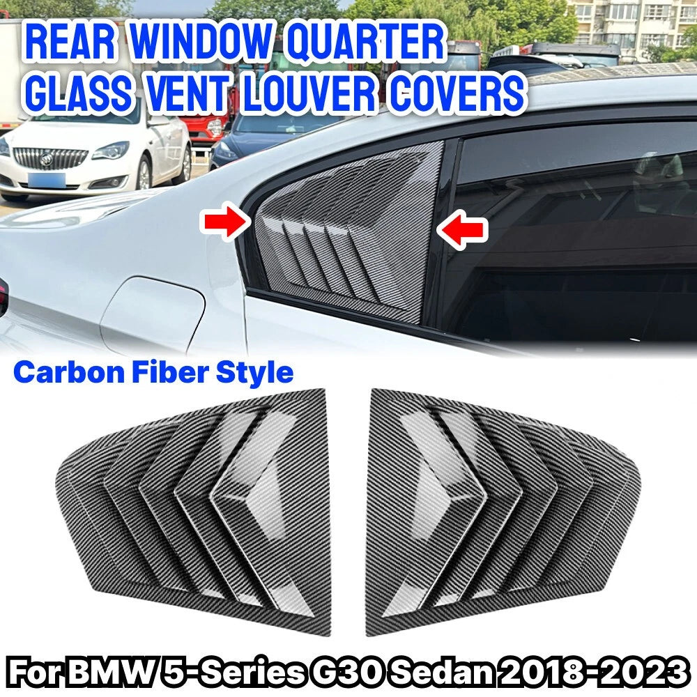 Carbon Look Side Window Quarter Louver Covers for BMW 5-Series G30 Sedan (2018–2023)