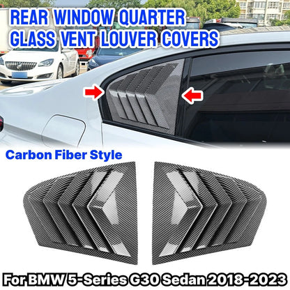 Carbon Look Side Window Quarter Louver Covers for BMW 5-Series G30 Sedan (2018–2023)