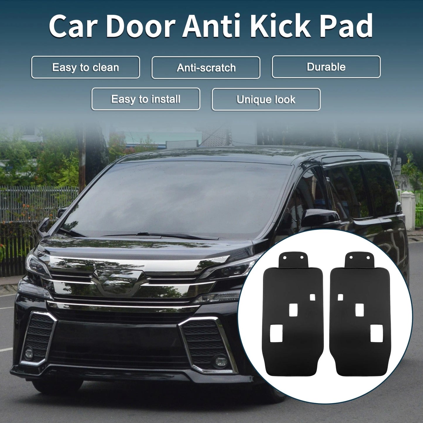 Car Door Anti Kick Pad Sticker 2 x Black for Toyota Vellfire Alphard 40 Series