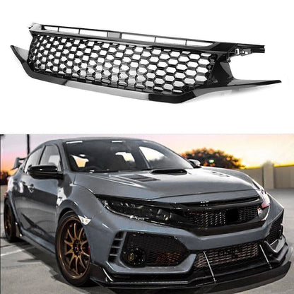 Black Mesh Honeycomb Front Upper Grille for Honda Civic (2016-2018)