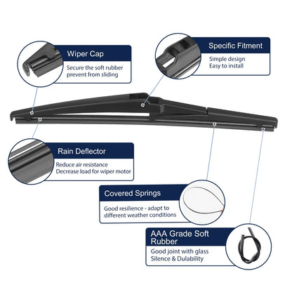 Rear Windshield Wiper Blades for Toyota Rav4 (2000-2012)