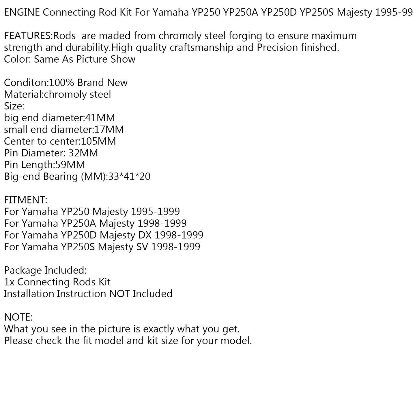 Connecting Rod Set for Yamaha YP250 Majesty 250 (1995-1999)