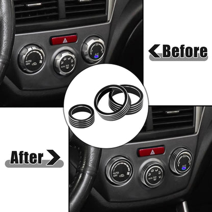 3 x Black AC Climate Control Knob Trim Covers for Subaru Forester (2014-2018)