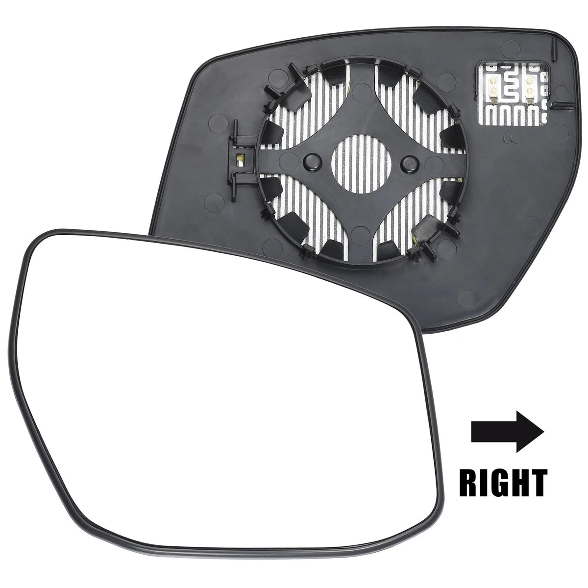 Right Side Heated Mirror Glass w/ Backing Plate for Nissan Sentra, Altima