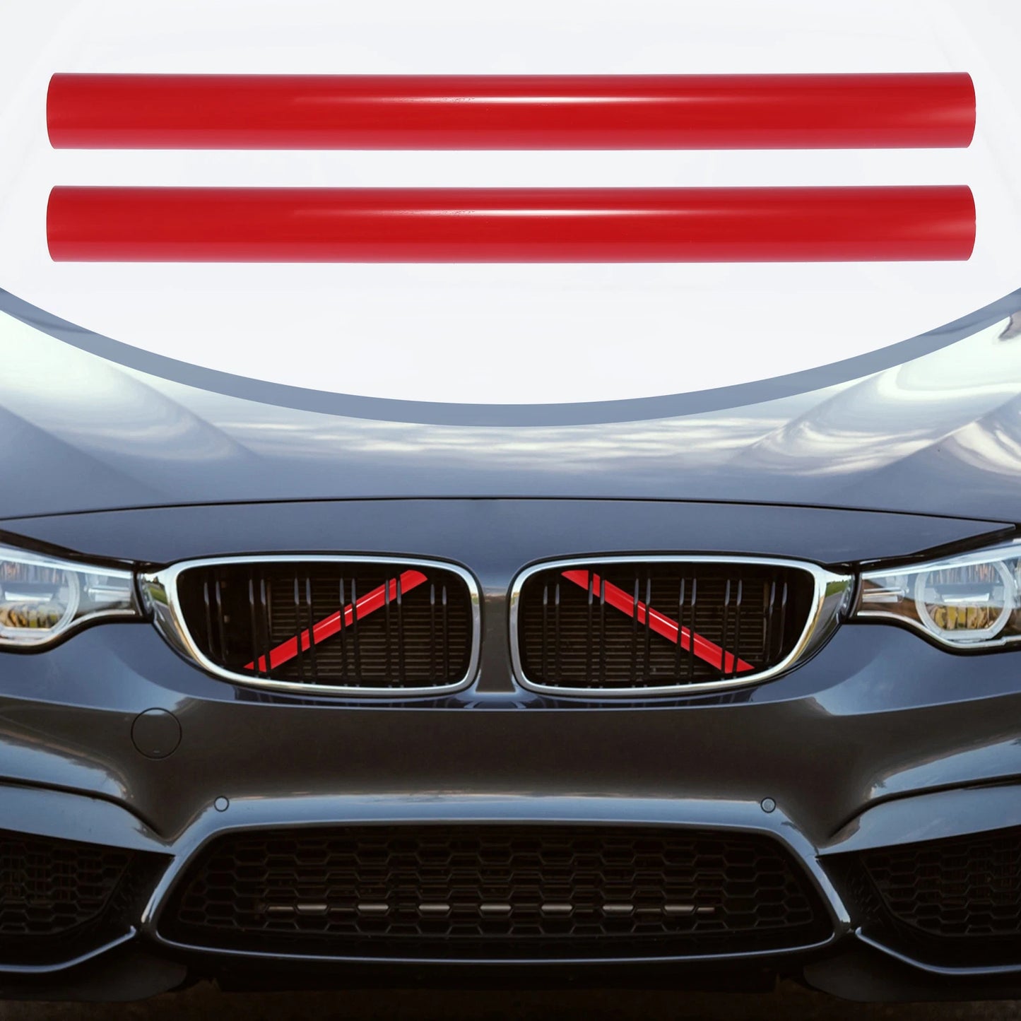 2 x Red Front Grille Insert Stripes for BMW F25 X3 (2011-2018)