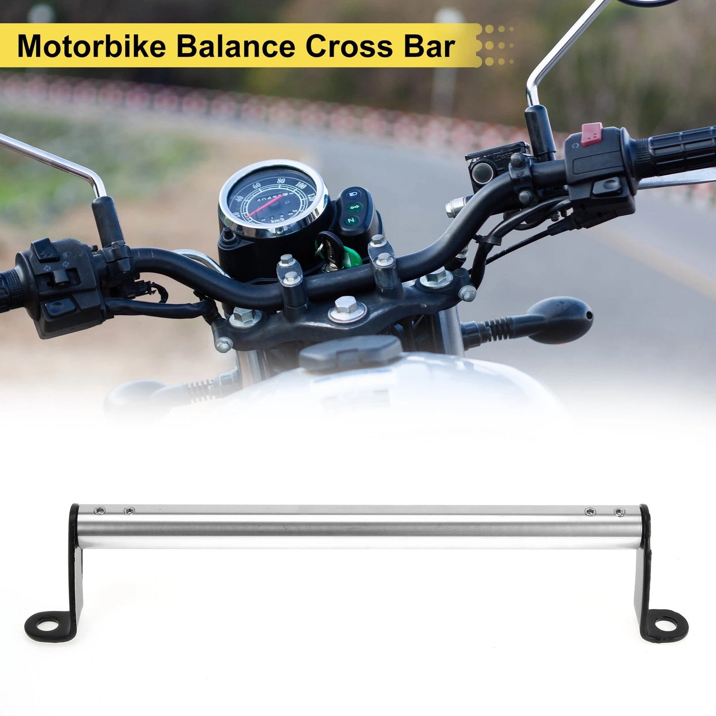 Motorcycle Balance Cross Bar Handlebars / 0.41" Hole Diameter / Silver Tone