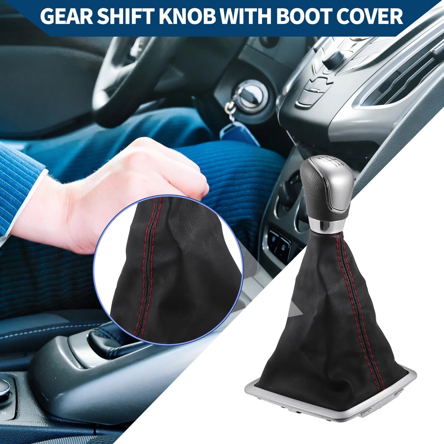 6 Speed Gear Shift Knob & Dust Cover for Ford Focus (2000-2018)