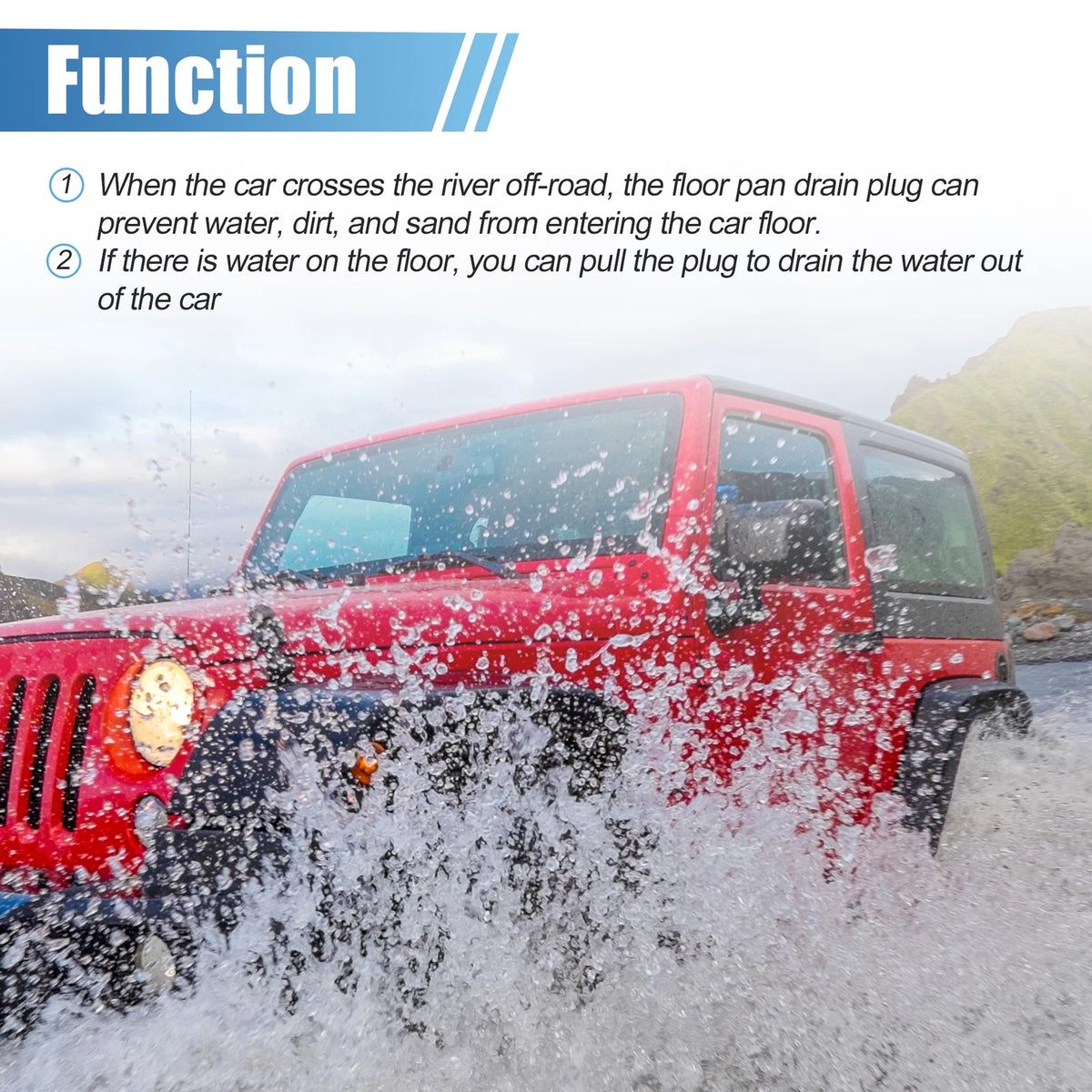 Floor Pan Drain Plugs for Jeep Wrangler JK JL 2014-2023 Rubber Oval 4 x Plugs