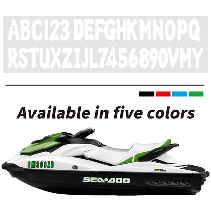 4 x Custom Boat Registration Decal Stickers A-Z & 0-9 White