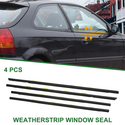 4 x Weatherstrip Window Seal for Honda Civic (1996-2000) Black