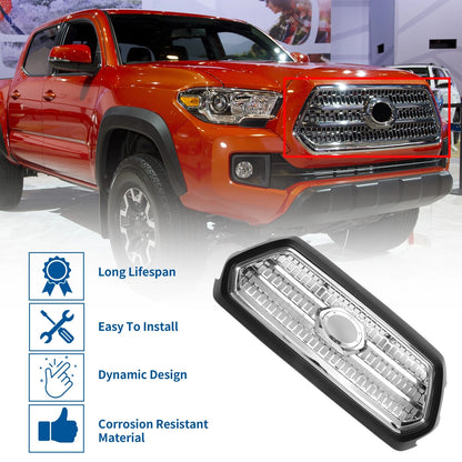 Hood Bumper Grille for Toyota Tacoma (2016-2020) Chrome Silver Black