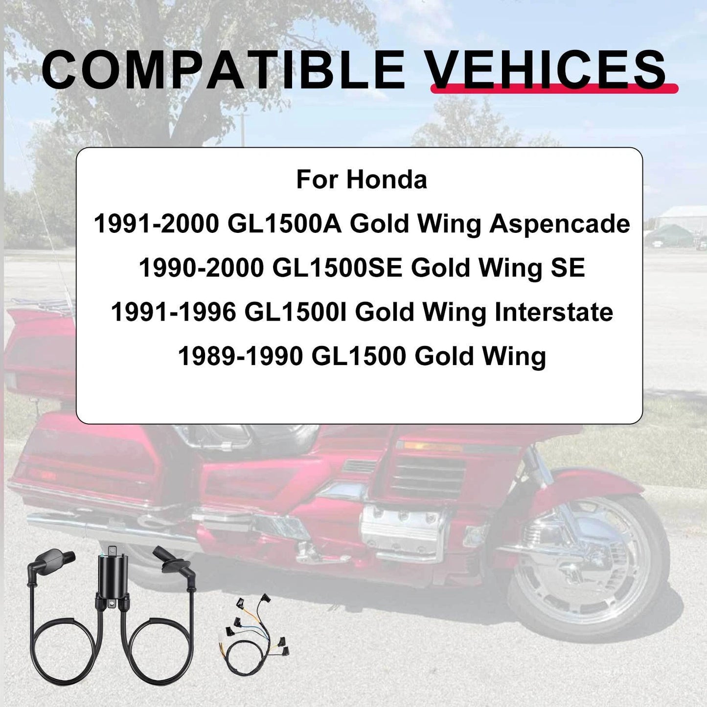 3x Ignition coils + Sub-wire for Honda GL1500 Goldwing 1500 (1989–2000)