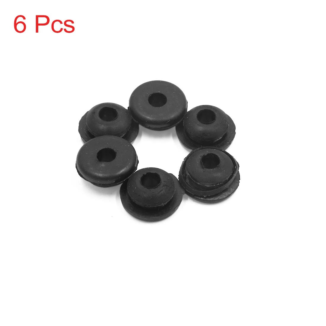 6pcs 6mm Hole Diameter Black Rubber Shock Absorber Bushings for Car Motorcycle