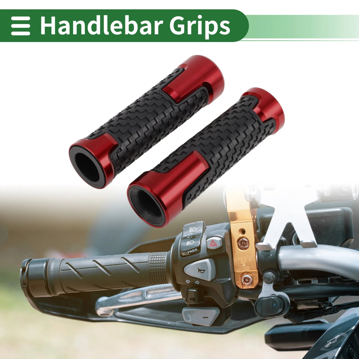 0.87"x0.94" Universal Motorcycle Hand Grips Cover Non Slip Red 1 Pair