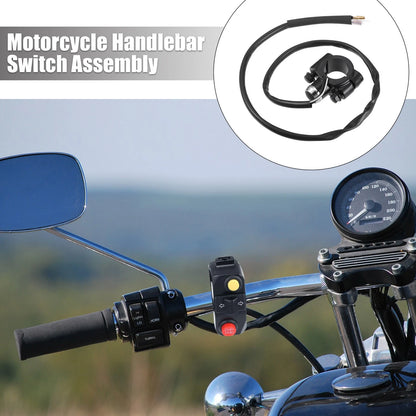 7/8" Handlebar Switch Assembly with Connector Aluminum Alloy Black for Motorcycle
