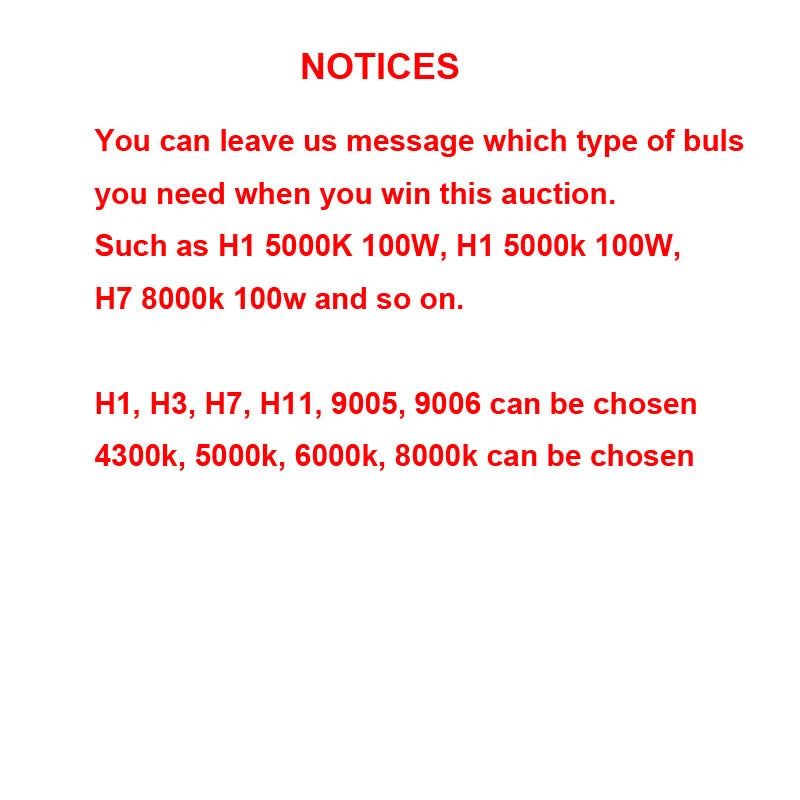 3000K H11 75W 100W Xenon HID Bulb Headlight