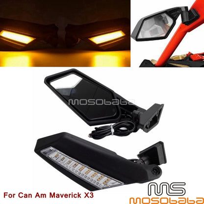UTV Racing Side Mirror W/LED Turn Signal for Can-Am Maverick X3 (2017-2022)
