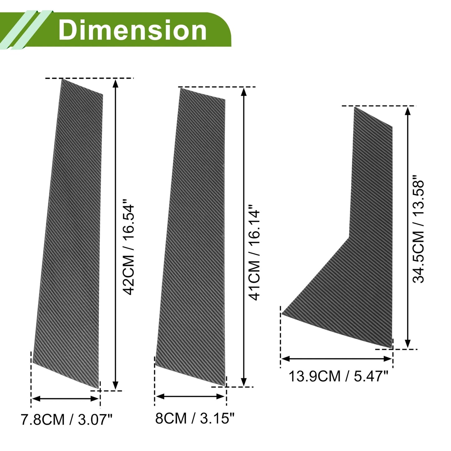 6 x Pillar Window Trim for Chevy Trax Carbon Fiber Pattern Black