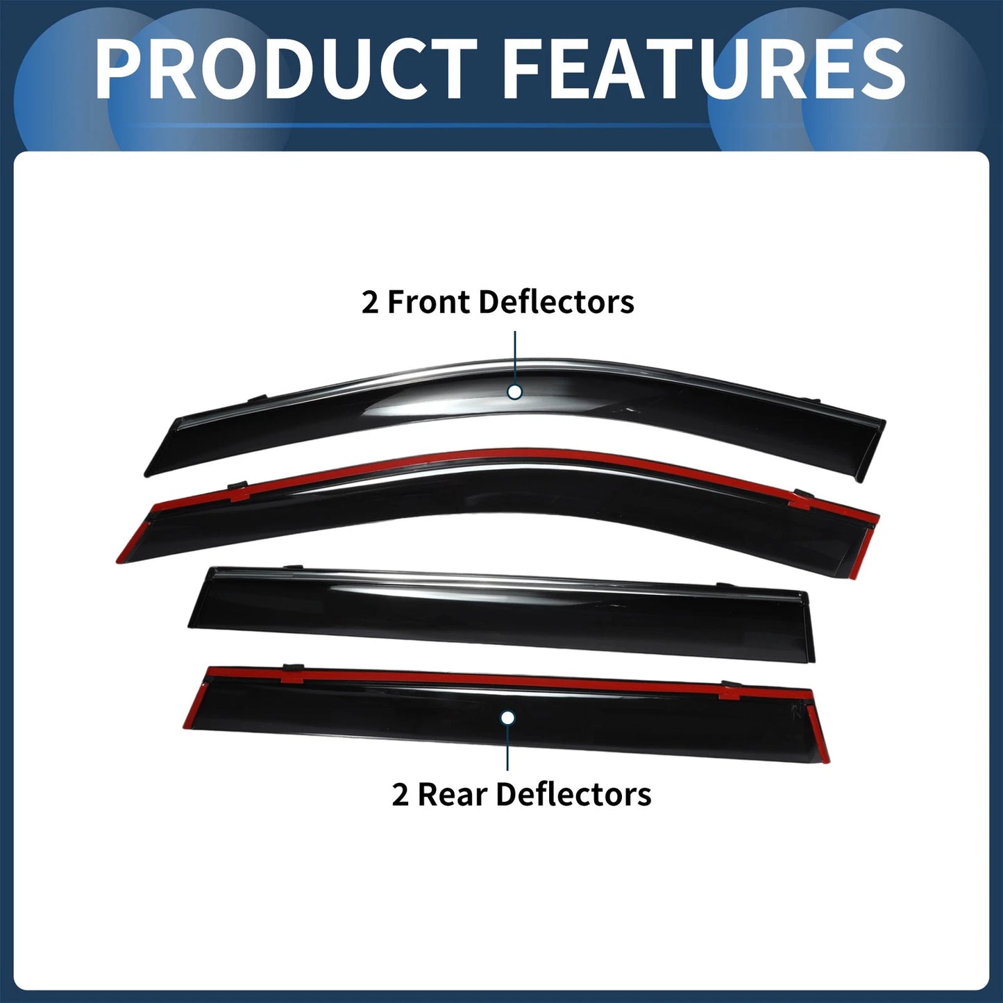 Window Deflectors for Toyota RAV4 Side Window Vent Visors Black 2019