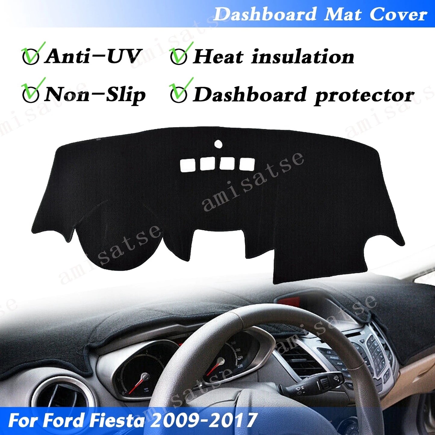 Dash Mat Cover for Ford Fiesta 2009-2017 (2 x)