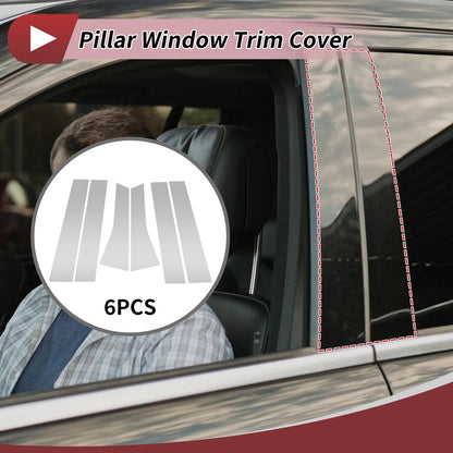 6 Pcs Door Pillar Window Trim for Ford Escape (2013-2019) Silver Tone