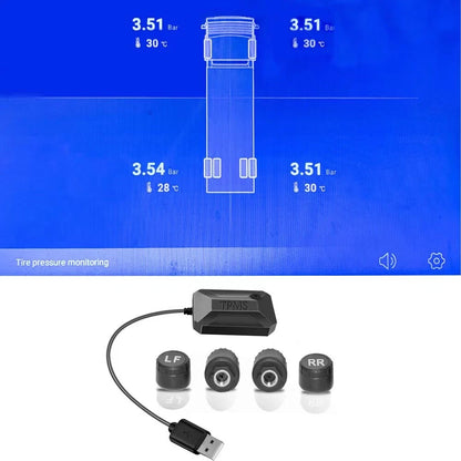 USB Android TPMS Tire Pressure Monitoring System + 4 Sensors for Car