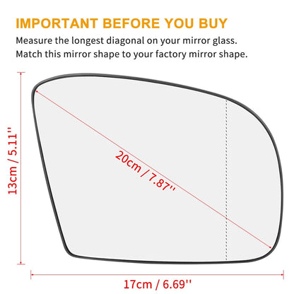 Heated Mirror Glass with Backing Plate Passenger Side RH for Mercedes-Benz GL450