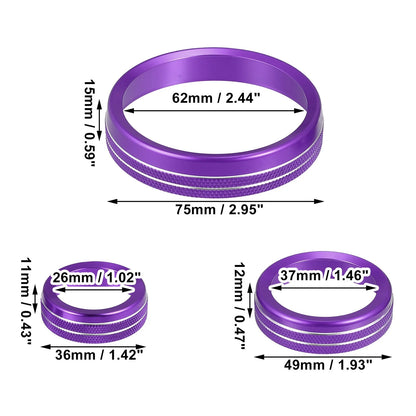6 x Purple Aluminum Alloy AC Control Knob Covers for Ford Bronco (2021-2022)